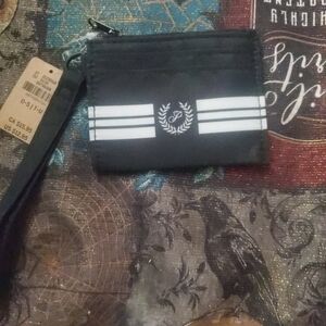 Black and White PINK  Wallet With Lanyard